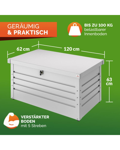 Gartenbox Metall 385L Hellgrau wasserdicht